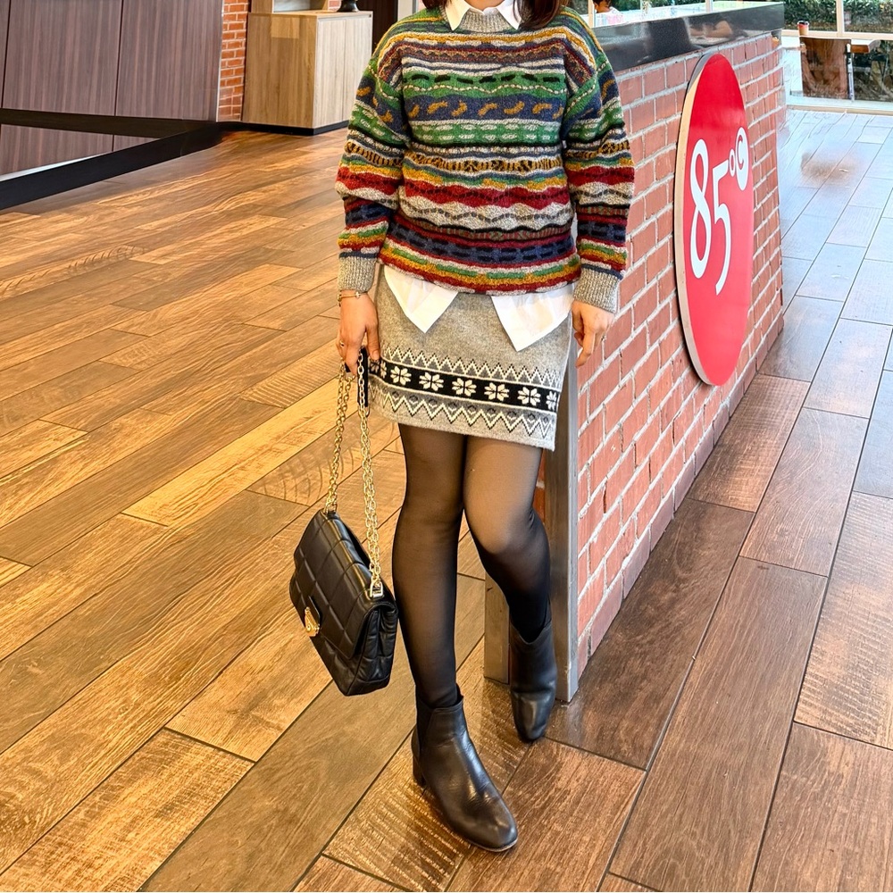 Grey Patterned Mini Skirt - Picture 8 of 9